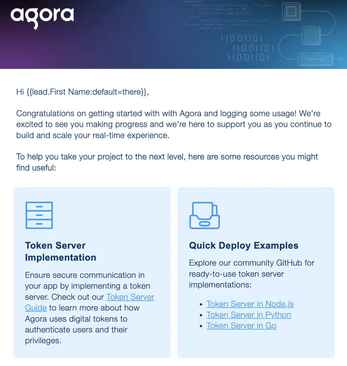 Screenshot of onboarding emails for new developers